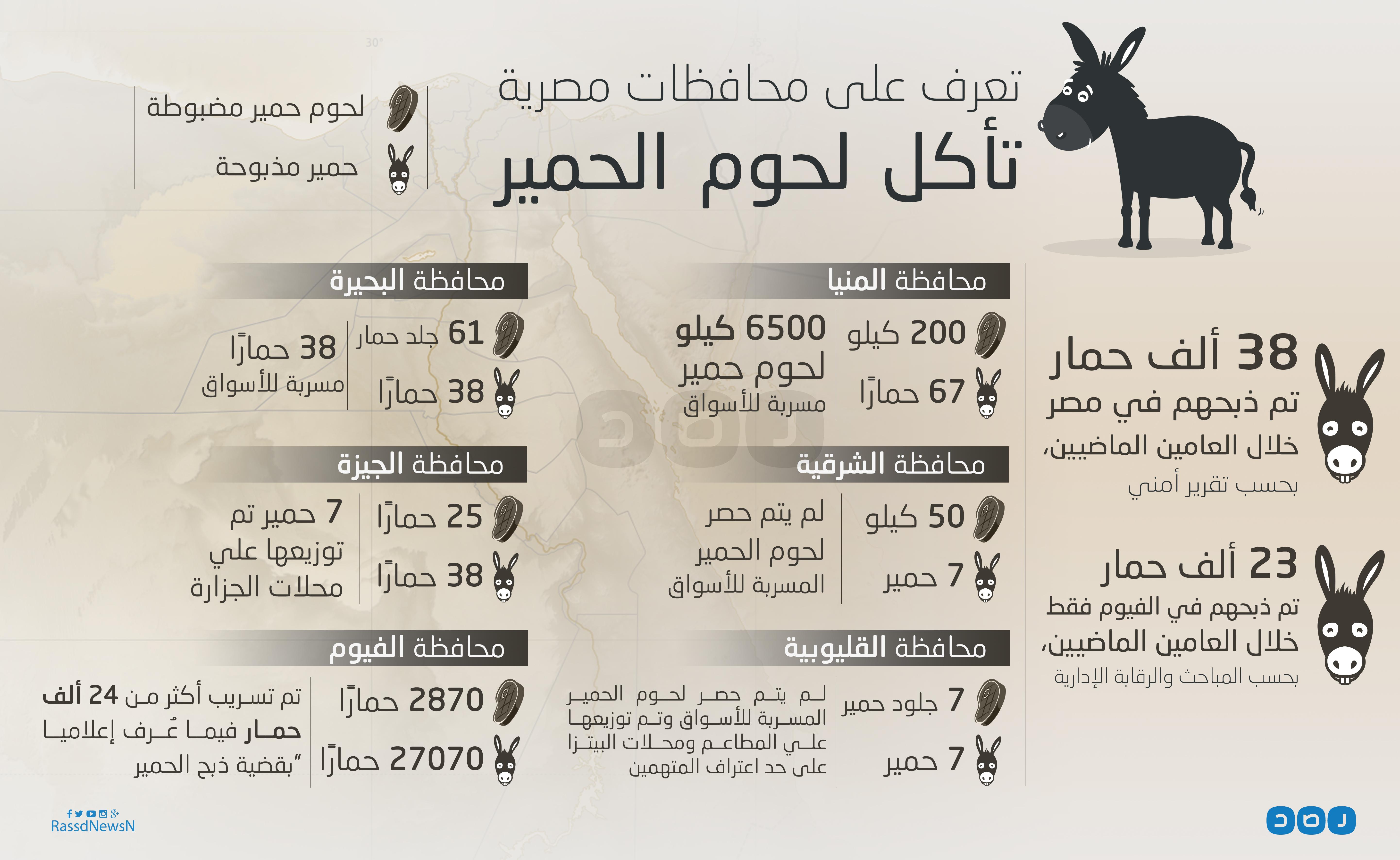 بالإنفوجرافيك.. تعرَّف على محافظات تأكل لحوم الحمير