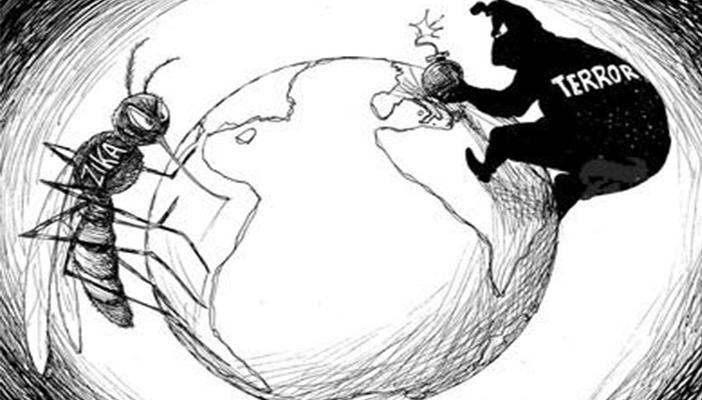 كاريكاتير.. “زيكا” و”تنظيم الدولة” يهددان أمن العالم