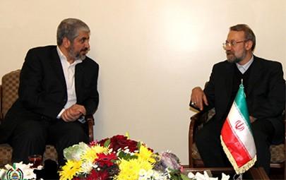 مشعل يلتقي رئيس مجلس الشورى الإيراني بالدوحة