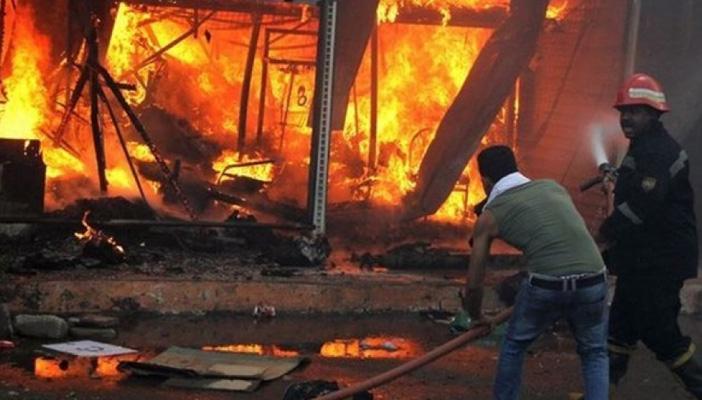 حريق هائل بمصنع أسفنج في المنوفية