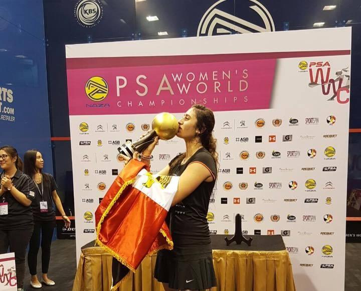 نور الشربيني تفوز ببطولة العالم للإسكواش