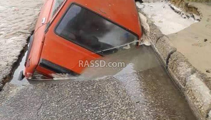 هبوط أرضي في الإسماعيلية يبتلع إحدى السيارات