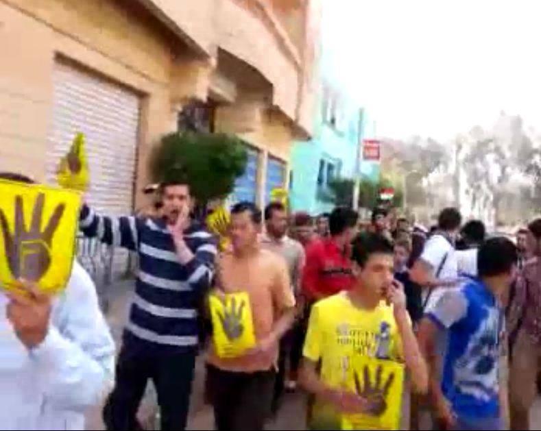 مسيرة صباحية رافضة للانقلاب بمنية النصر تضامنا مع المعتقلين