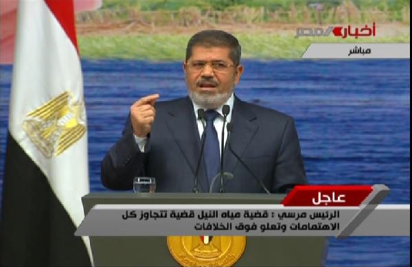 بالفيديو..مرسي يهدد: لو نقص النيل نقطة واحدة فدمائنا البديل