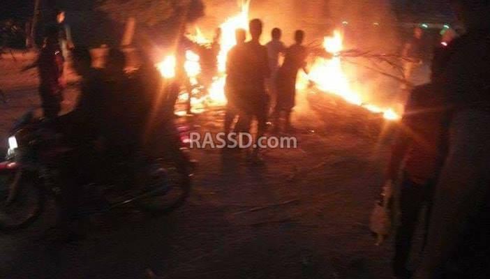 قطع طريق “كفر داوود”  بالمنوفية احتجاجا علي سوء حالته وكثرة الحوادث