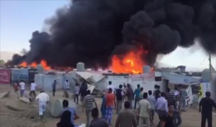 اندلاع حريق كبير في مخيم للنازحين السوريين بلبنان