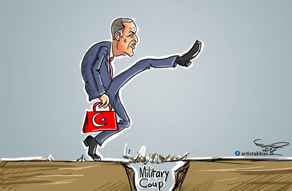 فشل الانقلاب التركي يتصدر الرسوم  الكاريكاتيرية اليوم