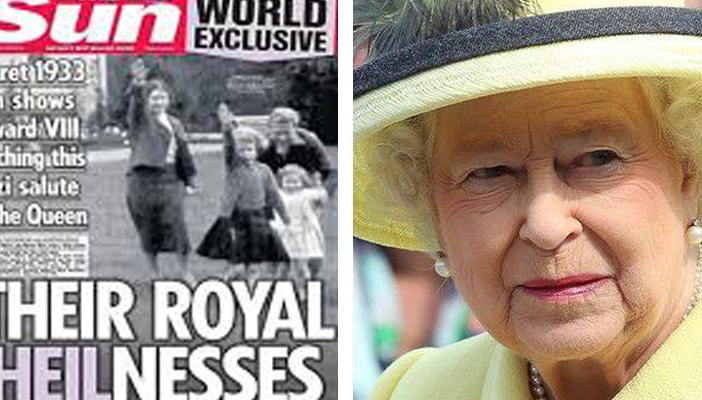 فيلم مدته 17 ثانية  يثيرغضب قصر باكنجهام  يُظهرتحية الملكة للنازية