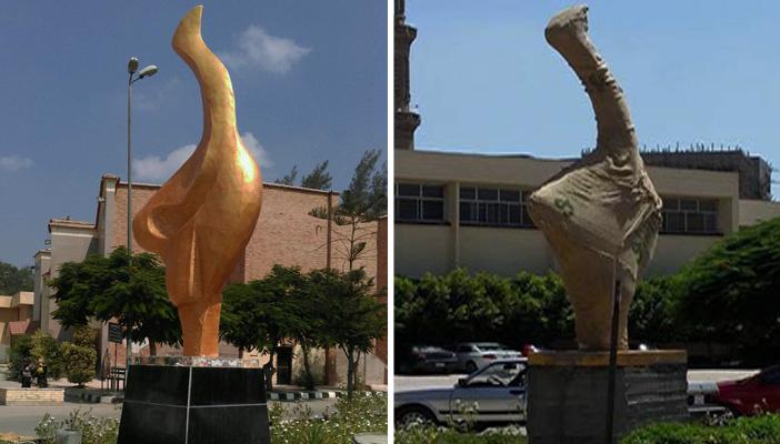 مصمم تمثال المنصورة: يرمز لطائر الحكمة.. ومغردون: يا ريته ما انكشف