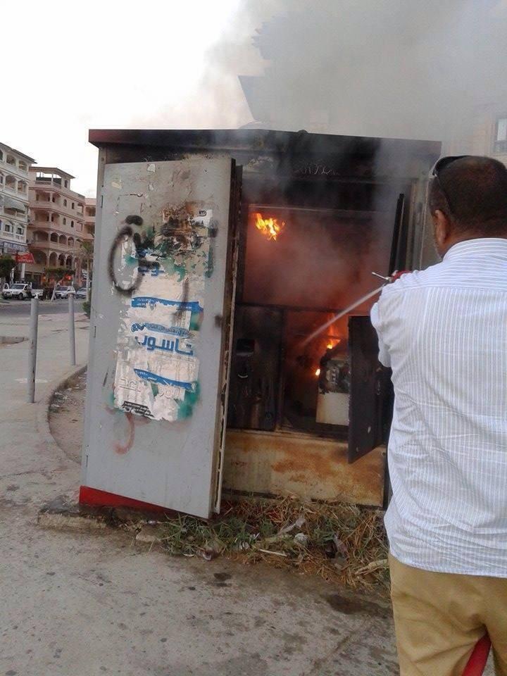 مجهولون  يشعلون النيران فى كشك كهرباء بـ”دمياط الجديدة”