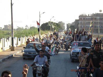 مسيرة بالسيارات ضد الانقلاب في المنيا