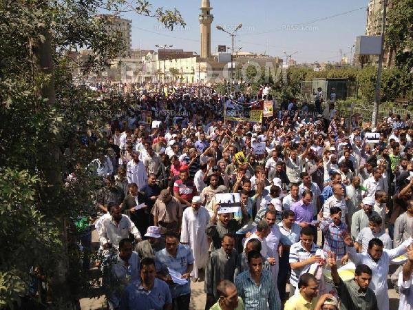 مسيرات حاشدة لرافضي الانقلاب تجوب شوارع الفيوم