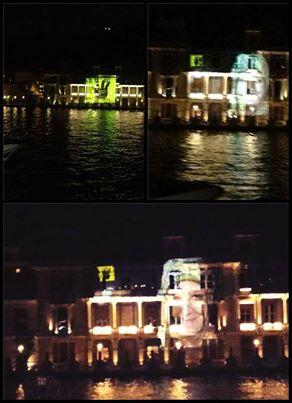 سفن تركية تعكس صورة أسماء البلتاجي علي مبنى القنصلية المصرية