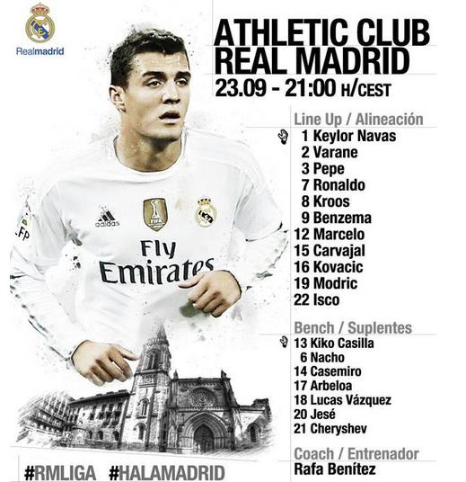 التشكيل الرسمي لريال مدريد في مواجهة بلباو