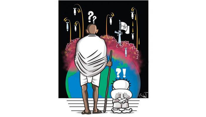 كاريكاتيرات.. أين عالمنا الآن من “لا عنف” المهاتما غاندي؟