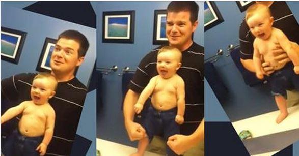 فيديو | طفل عنده 8 أشهر يستعرض عضلاته امام المرآة