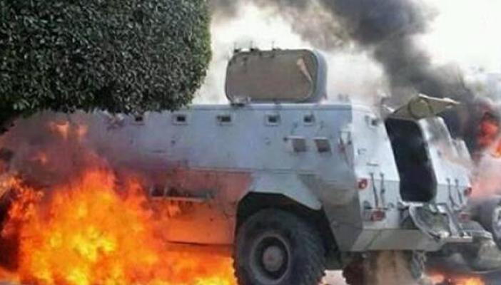 انفجار عبوة ناسفة في مدرعة بالشيخ زويد يصيب مواطنا