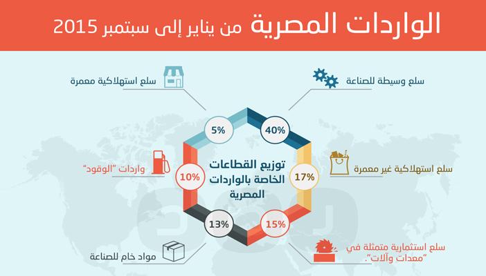بالإنفوجرافيك.. الواردات المصرية من يناير إلى سبتمبر 2015