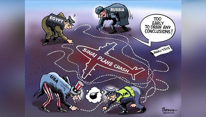 كاريكاتير.. أميركا وبريطانيا تتفقان على سبب وقوع الطائرة الروسية