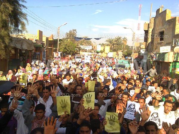 مسيرة تهتف لرفض الانقلاب في ببا ببني سويف شبكة رصد الإخبارية