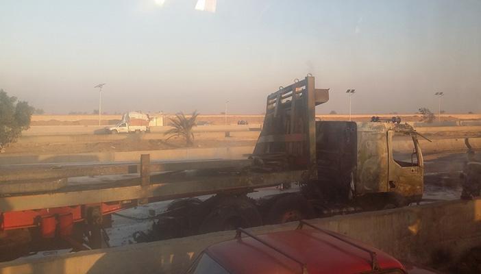 بالصور.. انفجار هائل يهز طريق مصر- الإسماعيلية