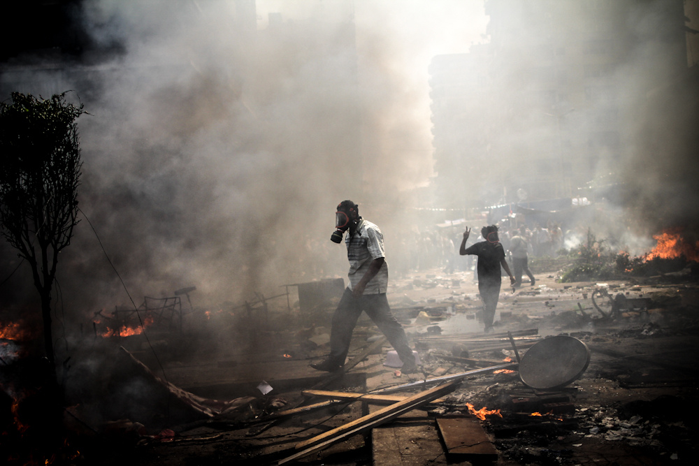 حريق المستشفى الميداني برابعة 