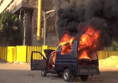 “مجهولون” يحرقون سيارة شرطة فى ورشة سمكرة بالإسماعيلية