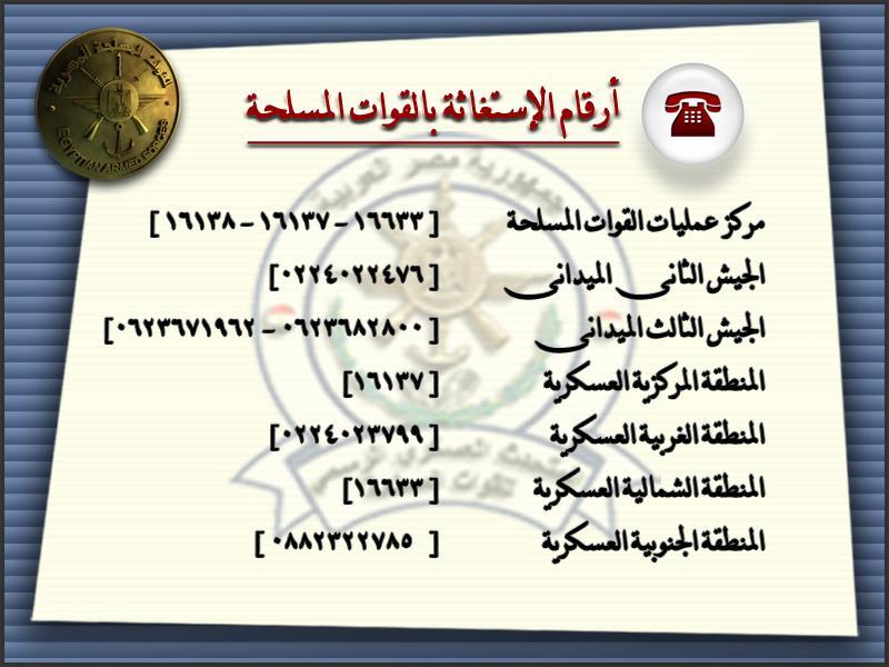 المتحدث العسكري ينشر أرقام الاستغاثة التابعة للقوات المسلحة