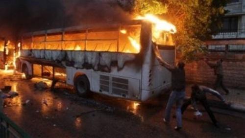 نجاة 50 سائحا من الموت حرقا بعد اشتعال أتوبيس ببني سويف