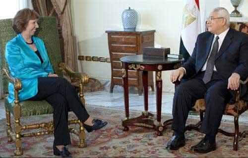 عدلي منصور يلتقي آشتون غدا