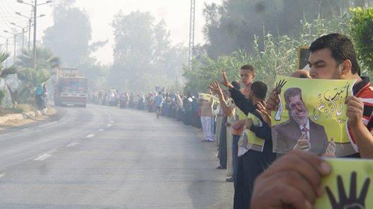 مسيرات وسلاسل بشرية بالدقهلية رفضا للانقلاب العسكري
