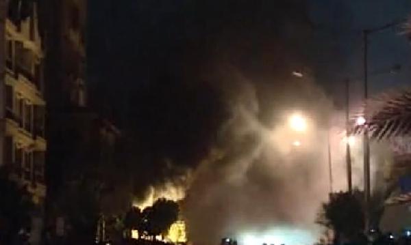 بالفيديو ملثمين يفجرون بوابة المركز العام للإخوان