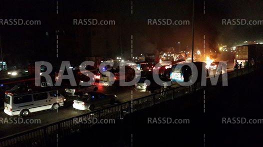 مواطنون يقطعون دائري الطالبية احتجاجًا على جرائم الانقلاب