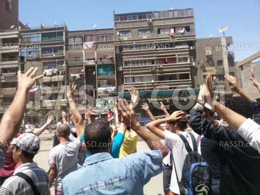 مسيرة لشباب ضد الانقلاب بشبرا الخيمة تضامنا مع غزة