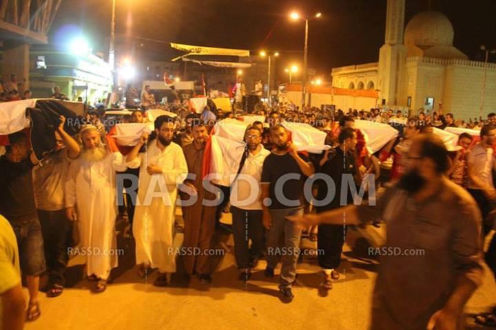 مسيرة بالنعوش تجوب شوارع العريش في مليونية شهيد الانقلاب