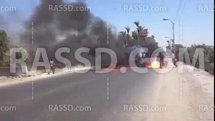 صور| قطع طريق “القاهرة-الفيوم” بـ”بني سويف”