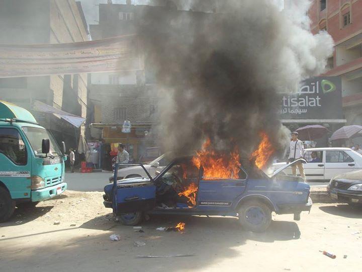 حرق سيارة أمين شرطة بـ”امبابة”