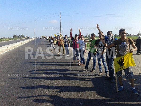 سلسلة بشرية بالرياض بكفر الشيخ تنديدا بالانقلاب العسكرى