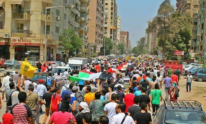 سلسة بشرية بالسويس تحيةً لصمود غزة