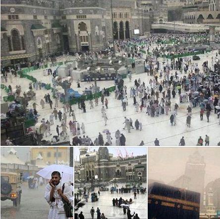 فيديو| سقوط أمطار غزيرة على الحجاج بمكة