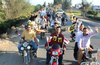 مسيرة بالدراجات النارية بقنا تنديدا بالانقلاب فى ثالث أيام العيد