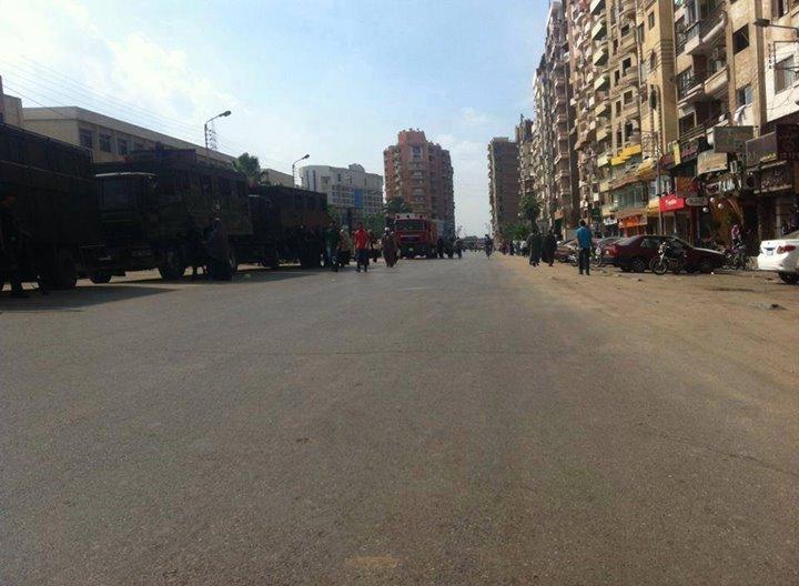 أمن الانقلاب يغلق شارع الجمهورية في المنصورة