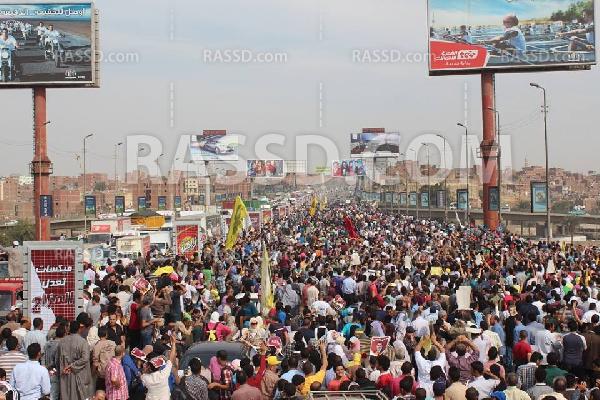 بالصور..مسيرة حاشدة لرافضي الانقلاب على الطريق الدائري