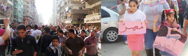 أهالي المنصورة ينظمون تظاهرة لرفض الانقلاب